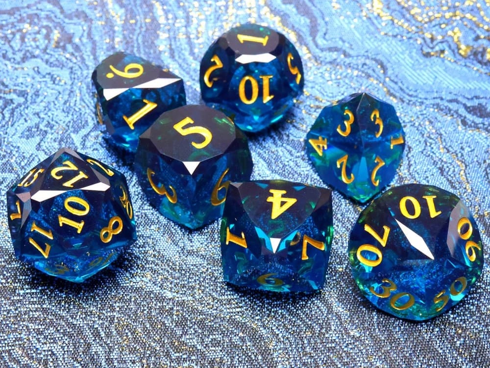 Glass Cut Polyhedral Dice Set– Essential for Tabletop Gaming