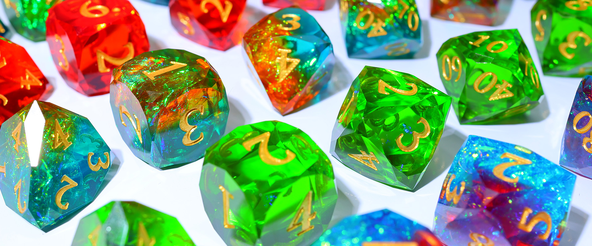 Handmade Gem Cut Sharp Edge Resin RPG Dice Sets