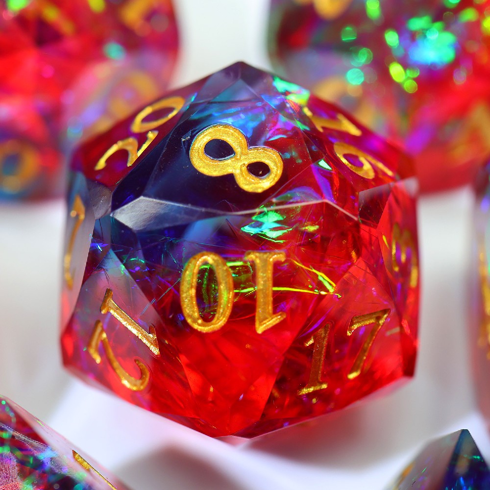 Iridescent Shimmer Diamond Cut Resin DND Dice Set